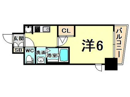 エステムコート神戸元町2グレイド(1K/7階)の間取り写真