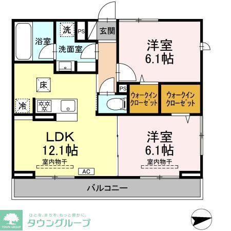 プランドール湘南(2LDK/1階)の間取り写真