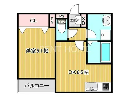 LINO久宝寺(1DK/1階)の間取り写真