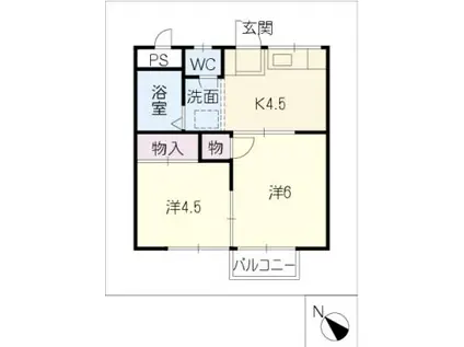 エクセルオオタ(2K/1階)の間取り写真