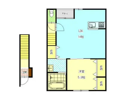 ラインサイドコーポ(1LDK/2階)の間取り写真