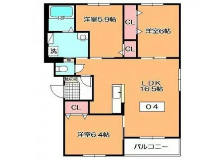ウィンザーコート的場(3LDK/1階)の間取り写真