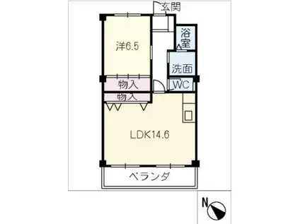 ブルースカイマンション(1LDK/2階)の間取り写真