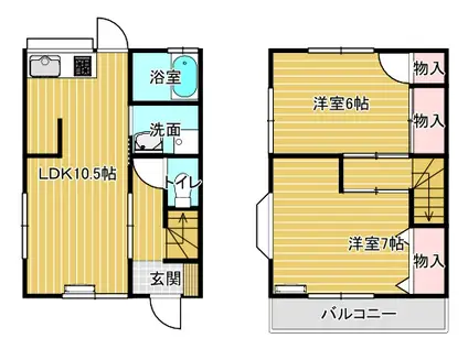 オサダハイツ(2LDK/1階)の間取り写真