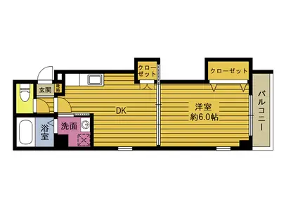ファミール中央(1DK/2階)の間取り写真