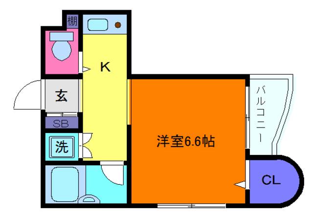 ステイシア甲南(1K/3階)の間取り写真