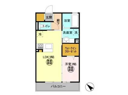 パークドオートム C(1LDK/2階)の間取り写真