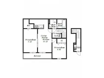 ベルオーブVIII(2LDK/2階)の間取り写真