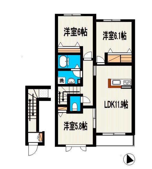 ニューSIII(3LDK/2階)の間取り写真