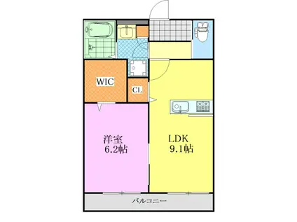 クーアヴァン(1LDK/2階)の間取り写真