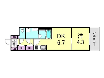 レオンコンフォート難波南(1DK/8階)の間取り写真