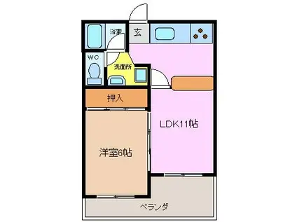 ミューかいぞう(1LDK/1階)の間取り写真