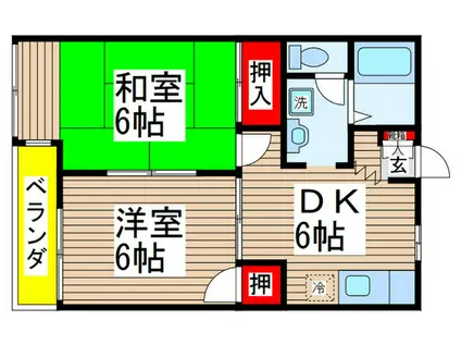 HILLS新検見川 C棟(2DK/2階)の間取り写真