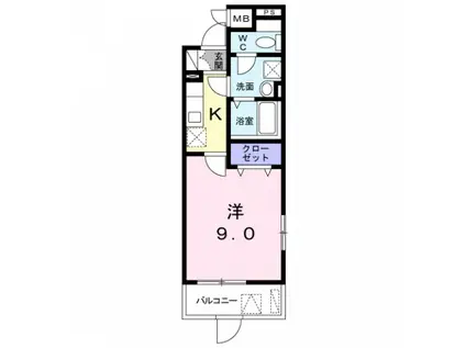 カメリア Y(1K/3階)の間取り写真