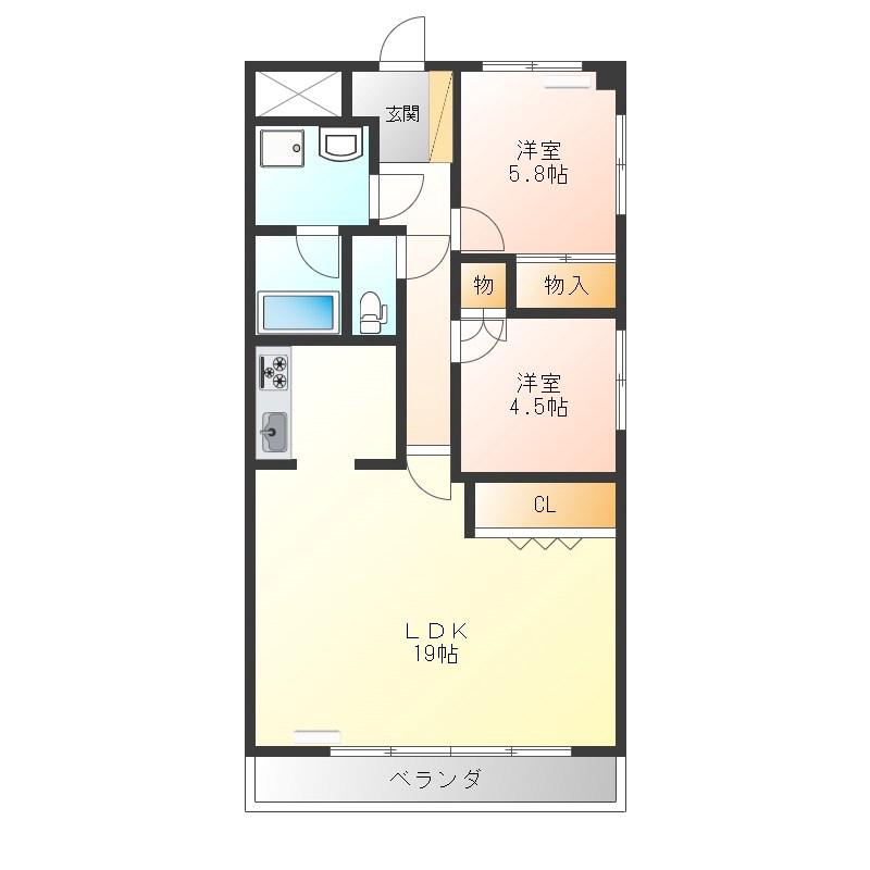 ネオ・ニシキ(2LDK/3階)の間取り写真