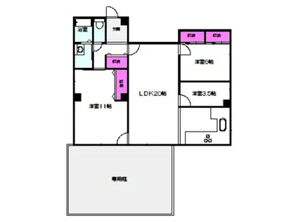高殿マンション(2LDK/1階)の間取り写真