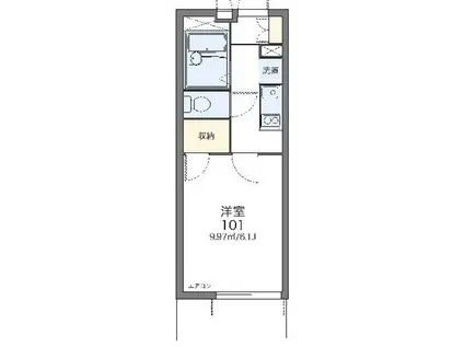 レオパレスハピネスオリーブ(1K/3階)の間取り写真