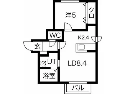 クラリス月寒西(1LDK/4階)の間取り写真