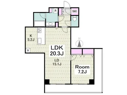 パシフィックロイヤルコートみなとみらい アーバンタワー(1LDK/14階)の間取り写真