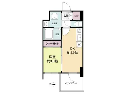 セレニテ新大阪グランデ シュッド(1DK/11階)の間取り写真