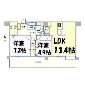 サムティレジデンス東山公園(2LDK/4階)の間取り写真