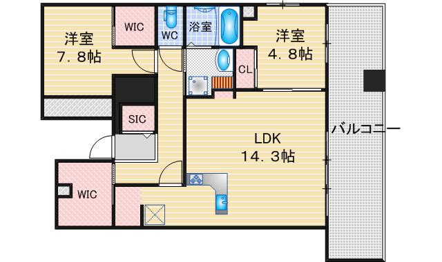 デュオフラッツ今池フレナ(2LDK/11階)の間取り写真