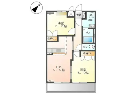 アリウス(2DK/1階)の間取り写真