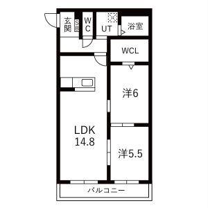 アーバンコート尾西(2LDK/2階)の間取り写真
