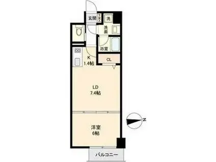 H-F名駅北レジデンスイースト(1LDK/9階)の間取り写真