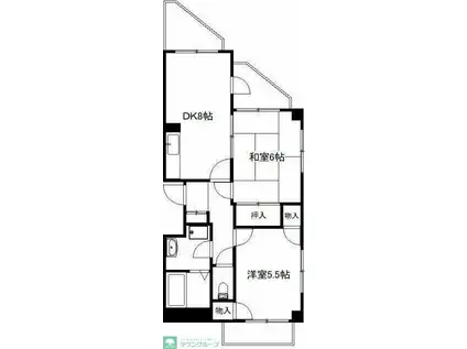 サンアヴェニュー(2DK/4階)の間取り写真