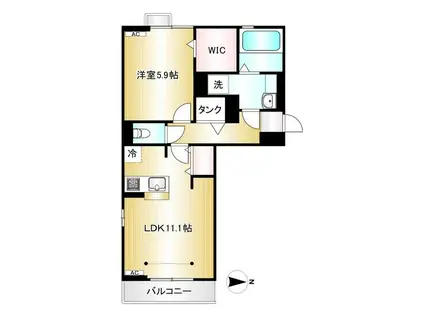 ハクジュパレス(1LDK/2階)の間取り写真