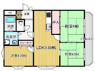 ベルレーブ本山(3LDK/3階)の間取り写真