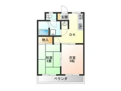 サンパレス今泉(2DK/4階)の間取り写真