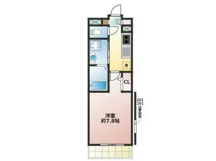 東武東上線 みずほ台駅 徒歩7分 3階建 築4年(1K/3階)の間取り写真