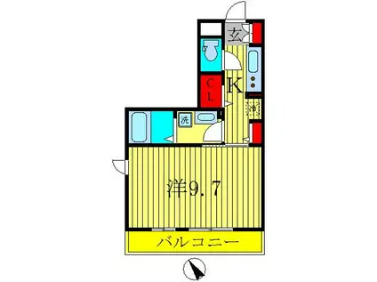 ロイヤルヒル三郷(1K/3階)の間取り写真
