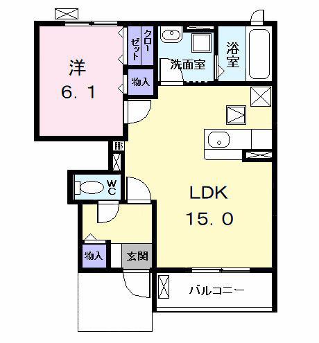 LE REVE(1LDK/1階)の間取り写真