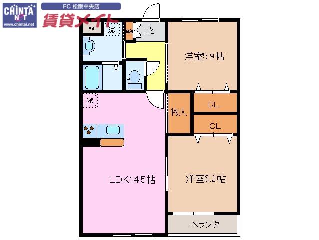 アイズ タウン(2LDK/1階)の間取り写真