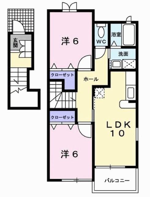 リッツハウスヴィラ(2LDK/2階)の間取り写真