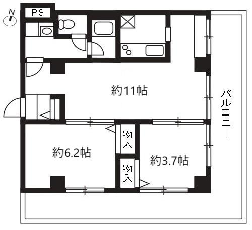 アールスリー川越(2LDK/4階)の間取り写真