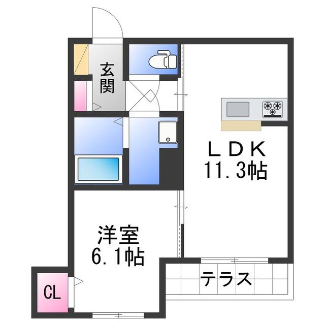 シャーメゾン山吹(1LDK/3階)の間取り写真