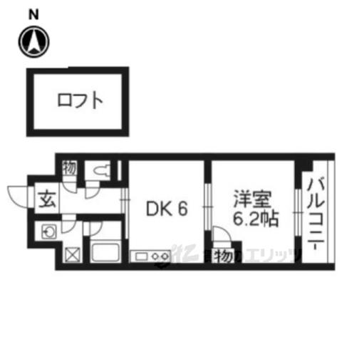 ALBA烏丸御池(1DK/10階)の間取り写真