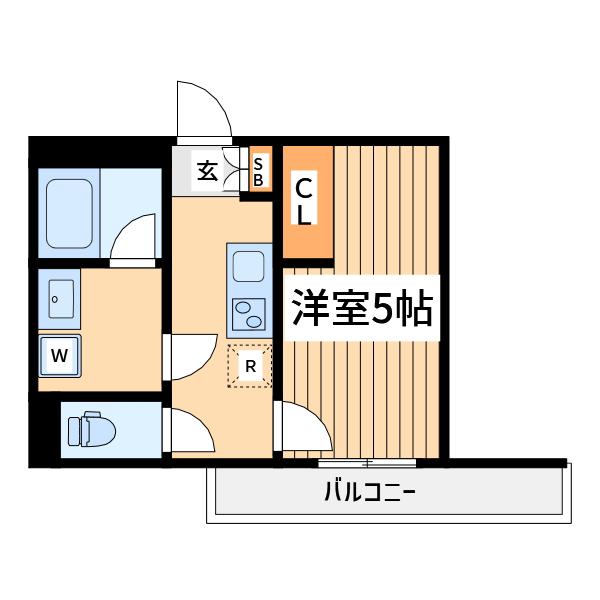 カインドネス鶴見小野(1K/2階)の間取り写真