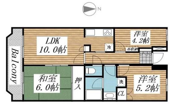クレールメゾン(3LDK/4階)の間取り写真