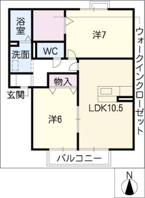 FIND BIRDIE C(2LDK/2階)の間取り写真