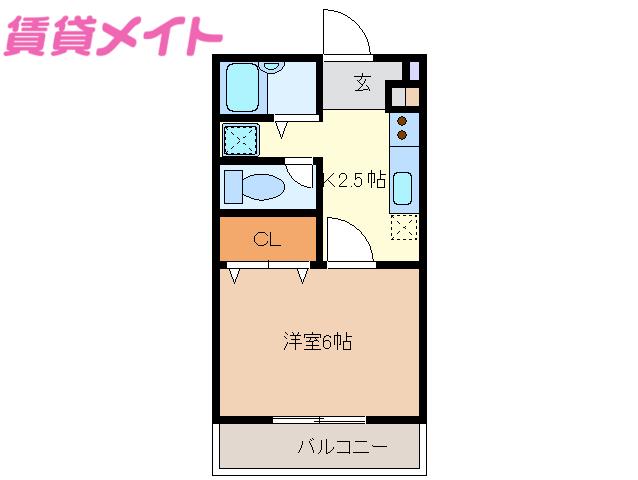 グランプリ(1K/2階)の間取り写真