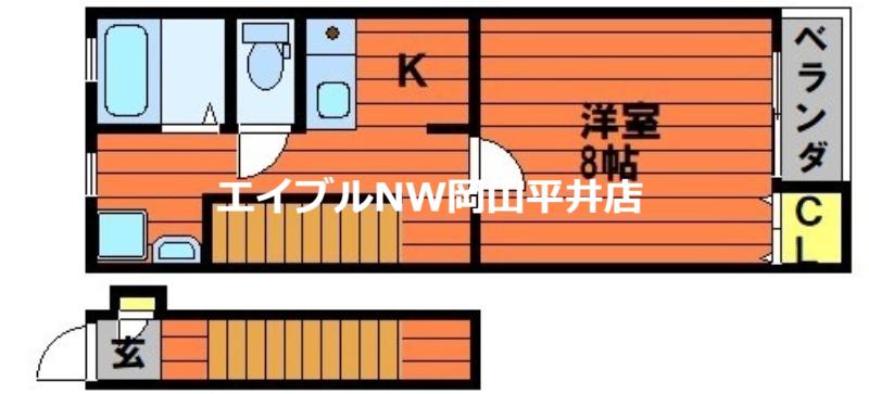 パシフィコ ノヴァ B棟(1K/2階)の間取り写真