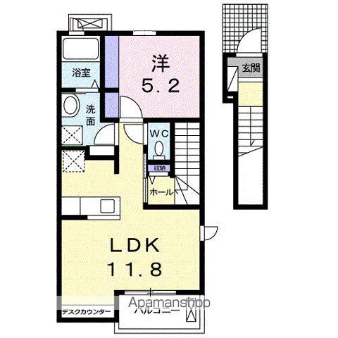 シューネスハイム ミルト西館(1LDK/2階)の間取り写真