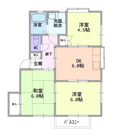 ルネス坂井(3DK/2階)の間取り写真