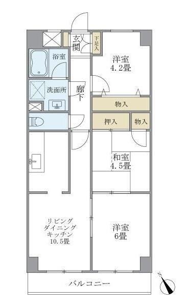サザンクロスプラザ(3LDK/6階)の間取り写真