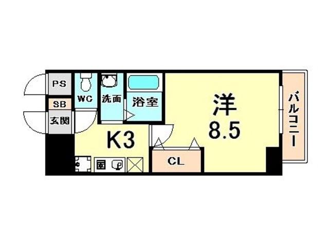 クレセールTWO(1K/4階)の間取り写真